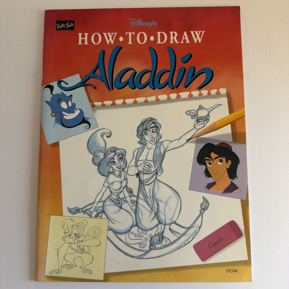 Disney - How to Draw Aladdin Book - Walter Foster - Vintage 1993